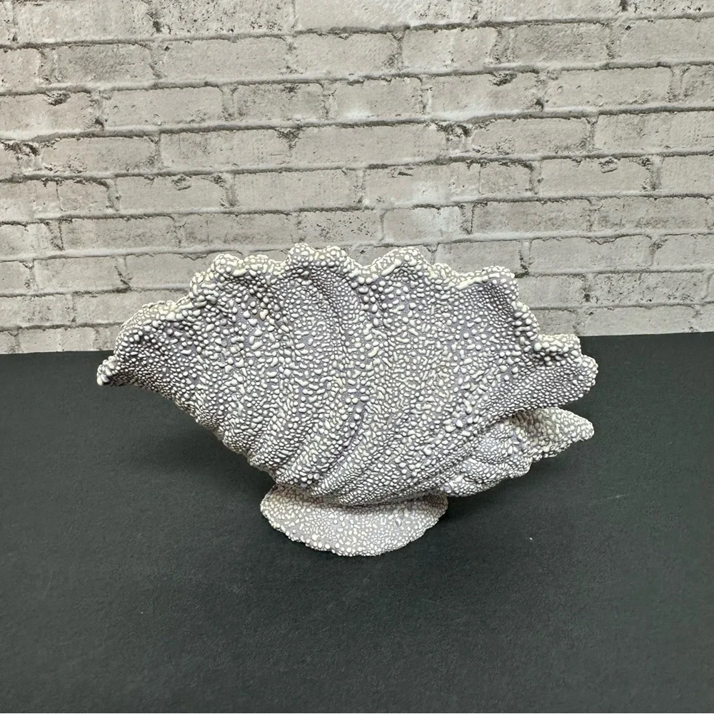 Conch Shell Shaped White Purple Ceramic Decor Cobblestone Pebble Glaze